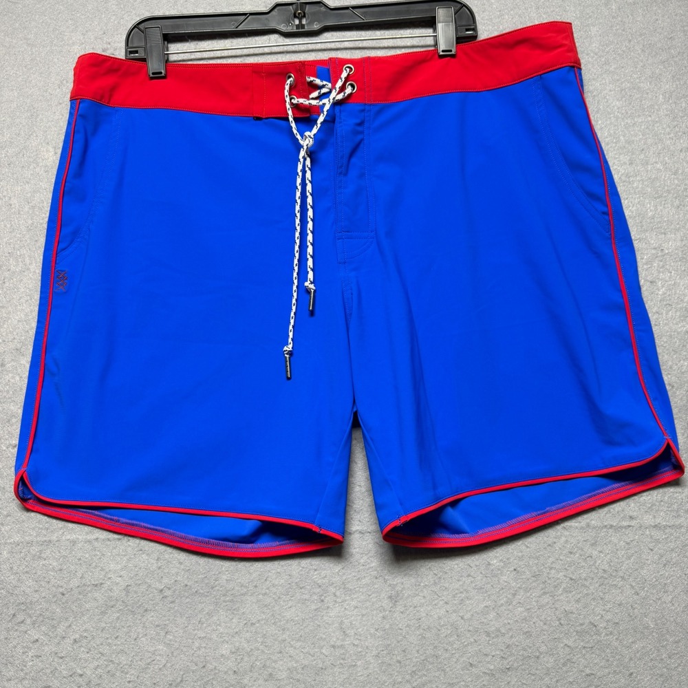 Rhone Mens Blue Red Colorblock Board Shorts Swim Trunks Size 38x7 RN141364